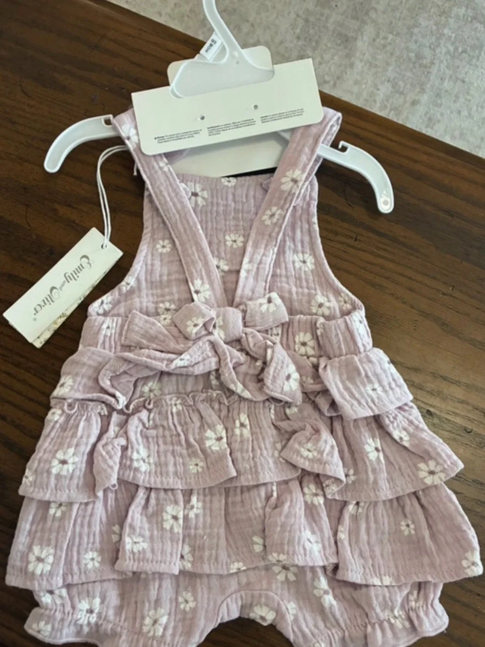 Emily & Oliver Pink Floral Muslin Romper with Matching Headband